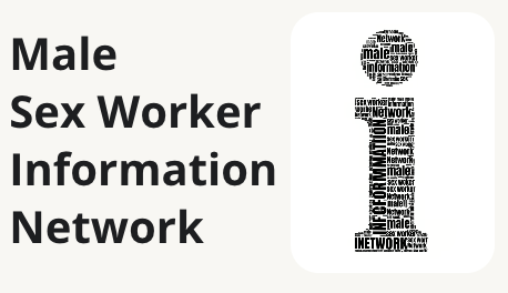 Male Sex Worker Information next to a 'i' made up of  those words