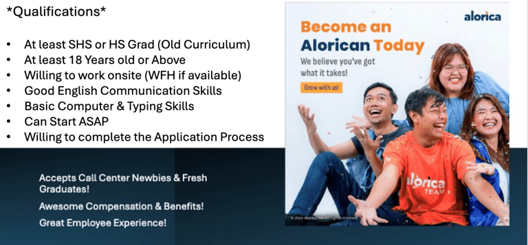 Alorica Davao Matina BPO Call Center Jobs Hiring Opening Tagalog Non Voice Dayshift WFH