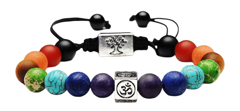 chakra bracelet, energy healing, Tree of Life, Om symbol, cosmic vibration, spiritual wellness