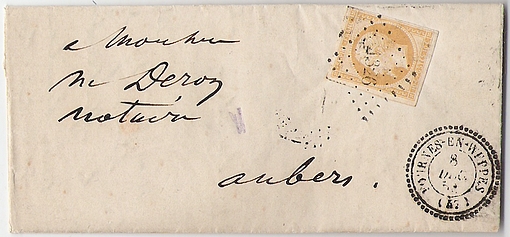 1858: Brief unter 7,5 g von FOURNES-EN-WEPPES nach AUBERS.