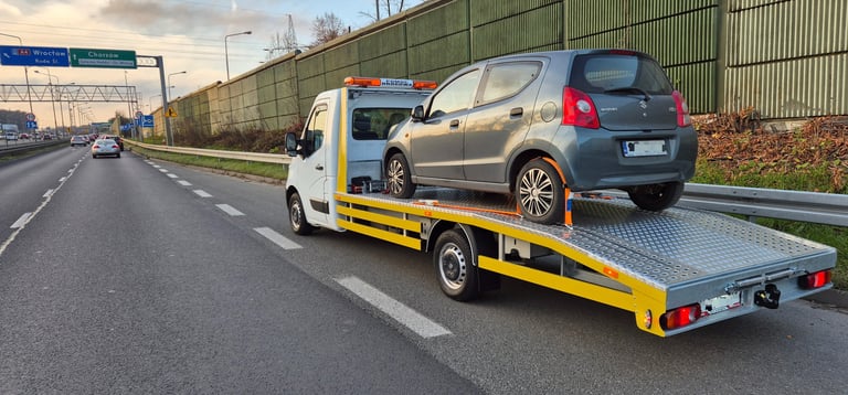 transport, holowanie na autostradzie i drogach ekspresowych na Śląsku