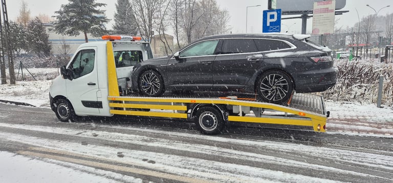 holowanie uszkodzonego pojazdu lawetą SAFECAR