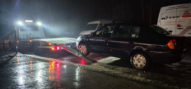 obsługa zdarzeń drogowych, laweta, holowanie całą dobę