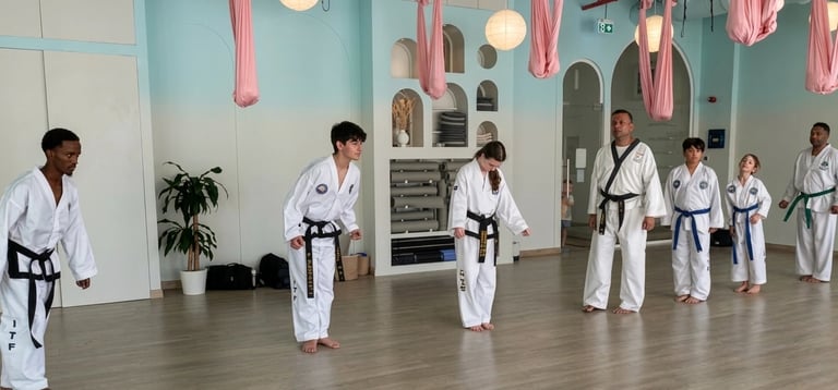 Teens and Adults ITF Taekwondo class training at Hwa Rang Dubai