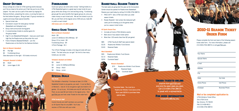 University of Texas at San Antonio Athletic ticket brochure
