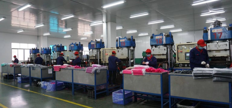 Production equipment in the factory workshop is in operation