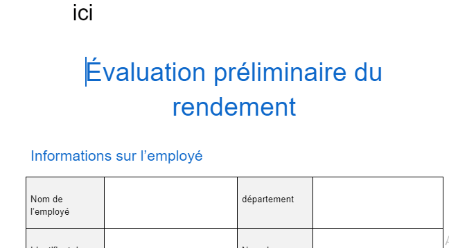 Grille évaluation intégration salarié : suivi de performance