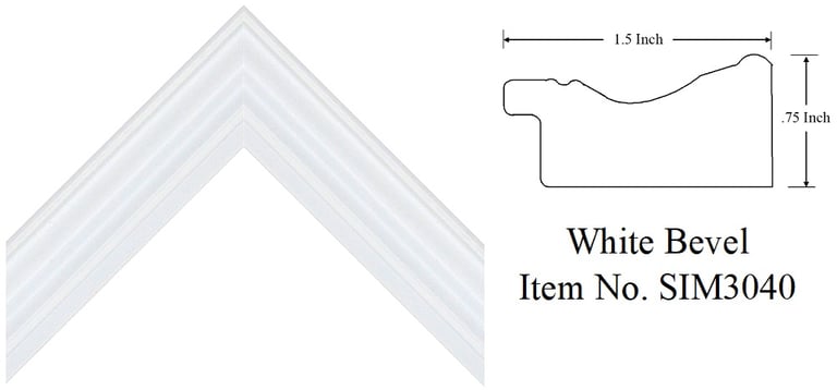 White Bevel Picture Frame Item No. SIM3040