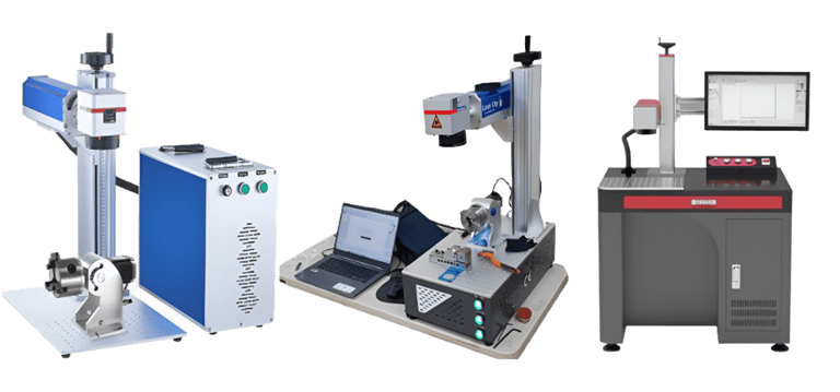 Industrial fiber laser marking machines for precision metal engraving and part identification.