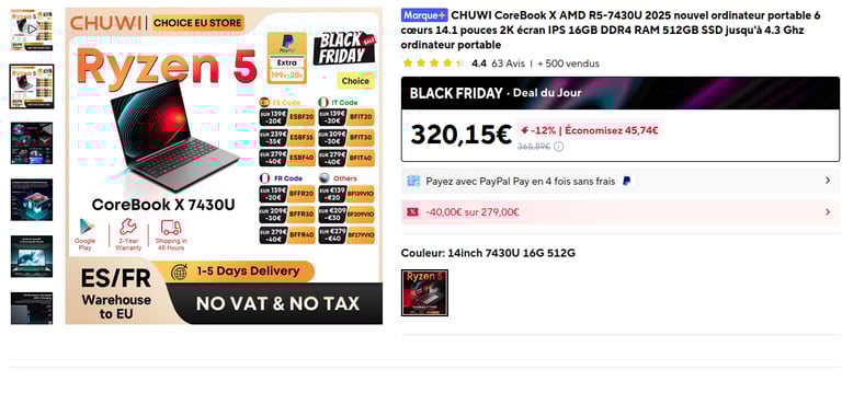 Black Friday PC Chuwi Ryzen 5 ! 320€