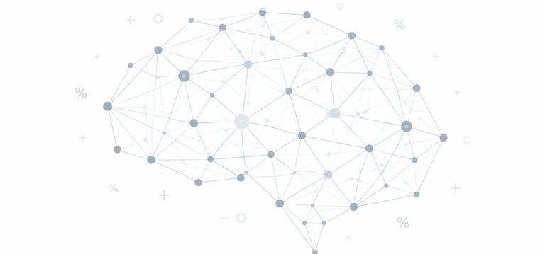 Abstract visualization representing a data-driven model analyzing patterns and producing a calculate