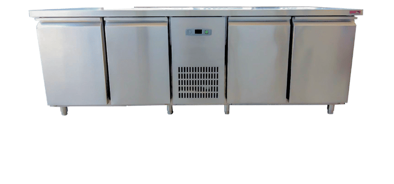 Under-Counter Refrigerator 4 Doors Center ตู้แช่สแตนเลส 4 ประตู คอมกลาง Chill / Freezer