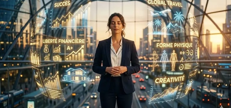 une femme avec les yeux fermées dans un hall qui r^ve a une vie meilleurs