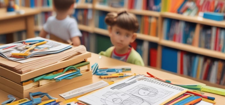 A delivery person handing over a box of school supplies at a school entrance.