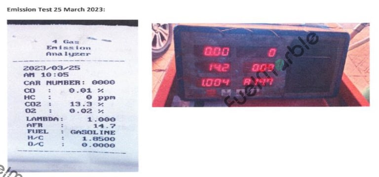 After FuelMarble installation, CO and HC readings show zero on the emission meter during Jakarta test.