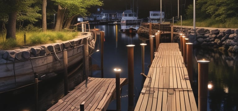dock solar lights at night