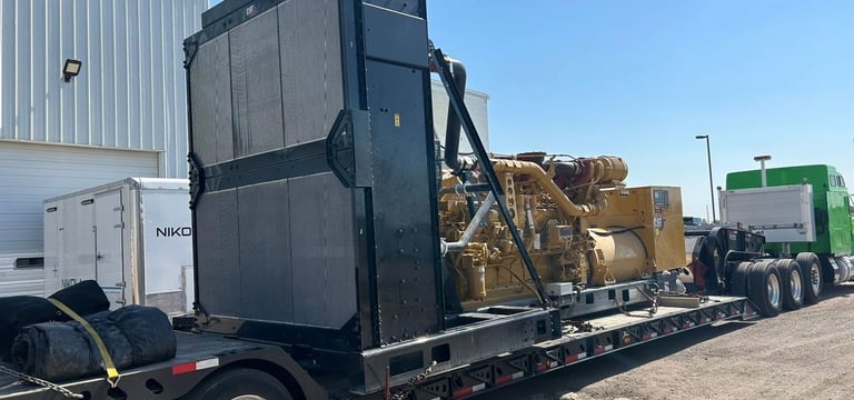 Power plant radiator bank breaks down to allow shipping to site in ISO containers.