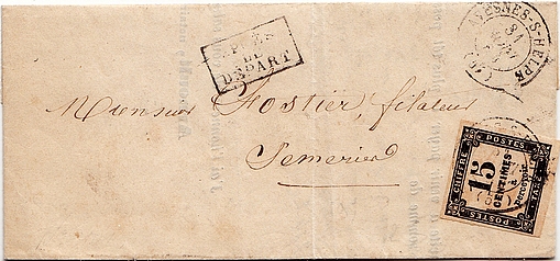 1864: Brief im Postamt von AVESNES aufgegeben für die Gemeinde SEMERIES