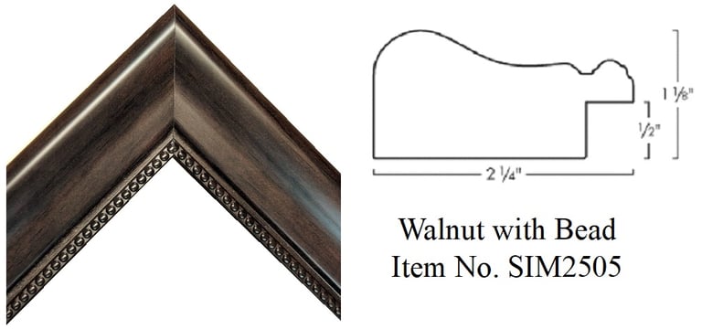 Walnut with Bead Picture Frame Item No. SIM2505