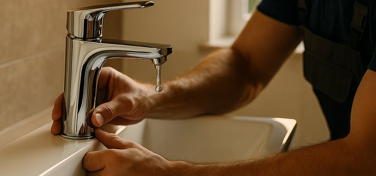 a man is washing his hands in a sink