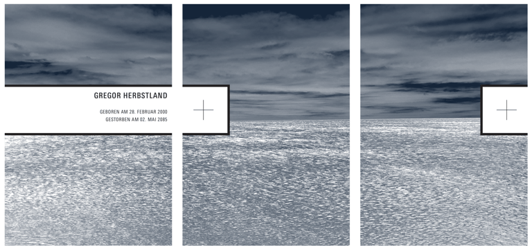 Drei-Trauerkarten-Design für Segler im Standardbrief-Format