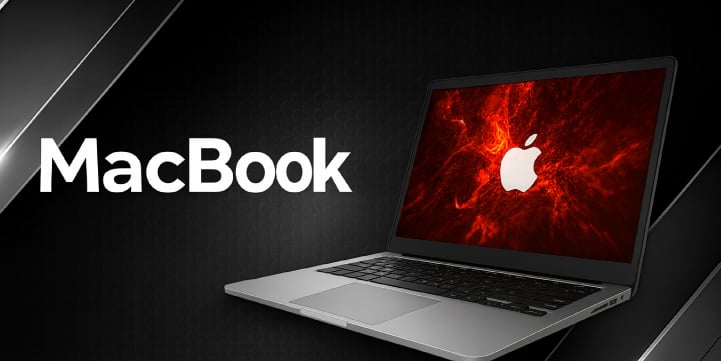 a laptop computer with a macbook on the screen