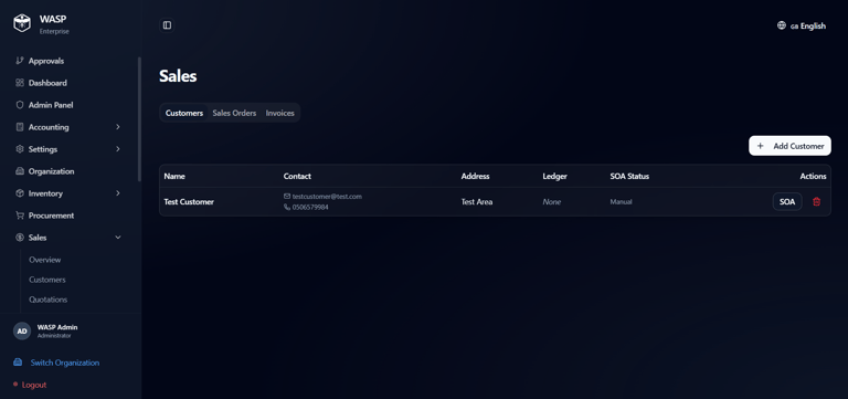 Wasp ERP Sales Module