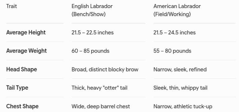 English vs American Lab chart