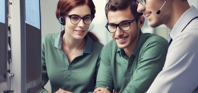 Team members discussing strategies in front of a digital board