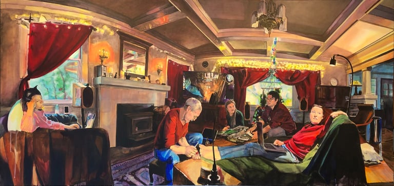 Mitch & Tim's Family, 34" x 72" Acrylic on canvas, 2025