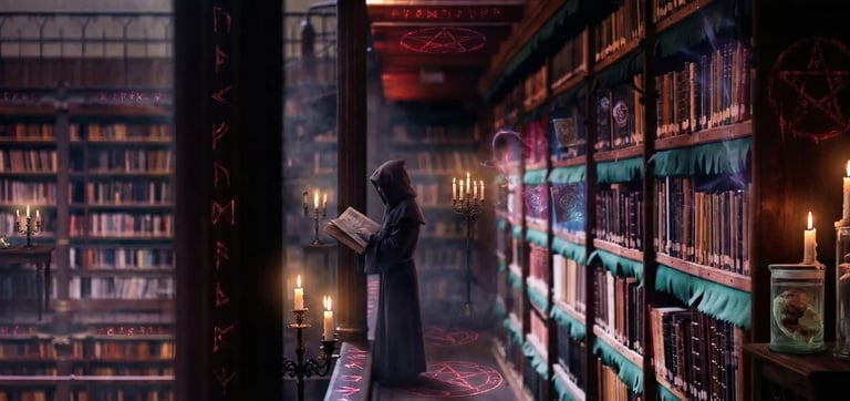 a person standing in front of a bookcase