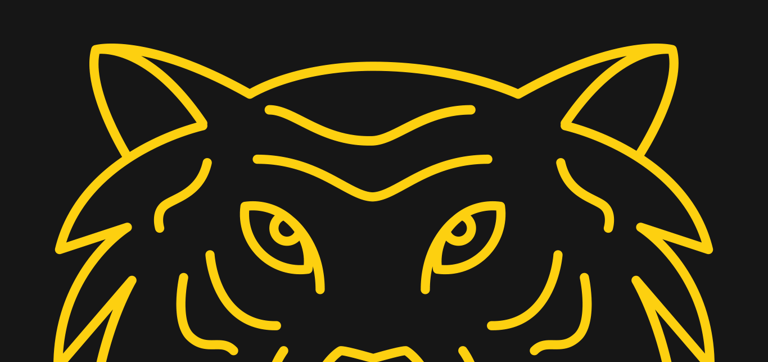 la cabeza d eun tigre amarillo sobre fondo negro