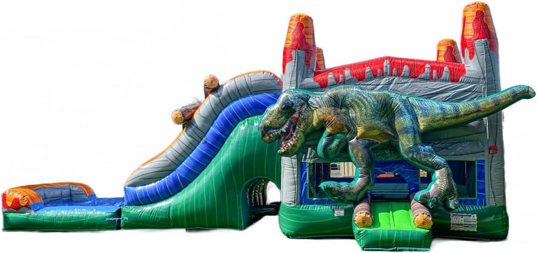 XJUMP 34'x15'x14' Dinosaur Bounce House with Slide - Heavy Duty 15oz PVC Vinyl, with Basketball Hoop