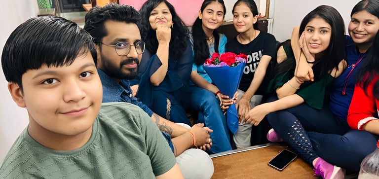 a group of people sitting on a couch