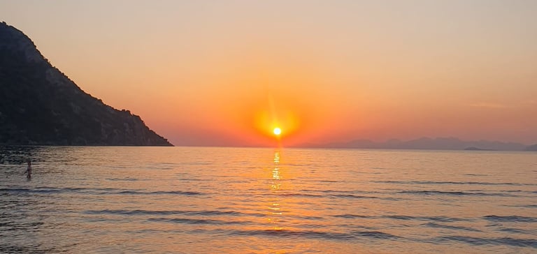 a sunset over İztuzu Beach