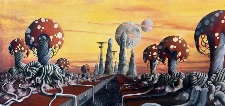 Early oil painting by Paul Apps an imaginary scifi vibe