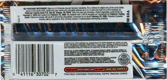 Booster Topps Pokémon The First Movie canadien back