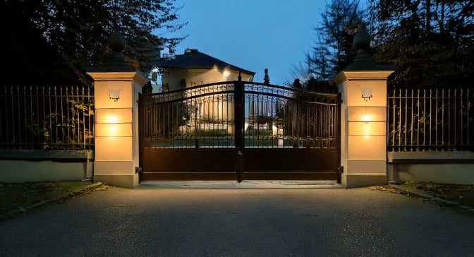 a gated gated entrance to a house