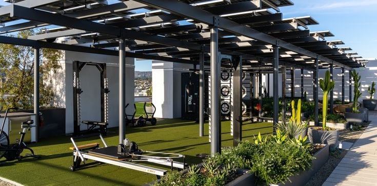 shaded outdoor gym space design
