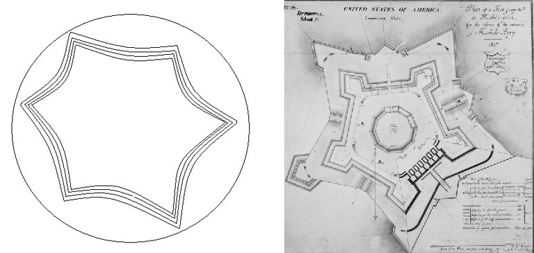 Bastioninio agato piešinio schema