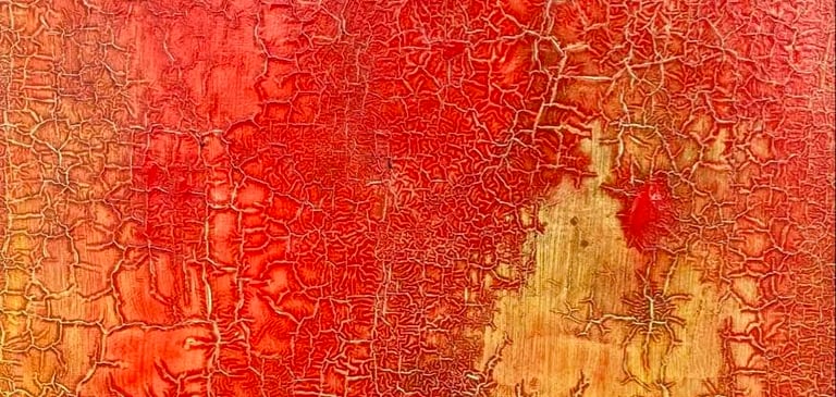 Tableau rouge sur MDF "Incandescence" 