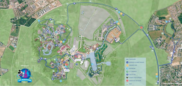 2017 runDisney Disneyland Paris Half Marathon Course Map