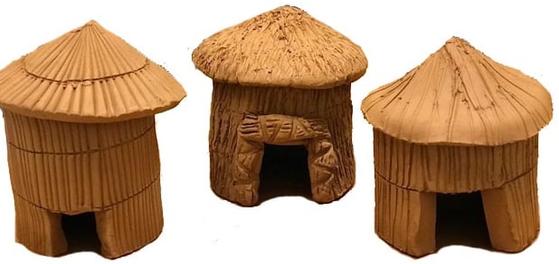 clay buildings representing wickiup shapes