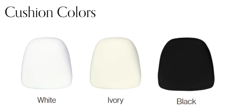 a white, black and ivory seat cushion Chiavari Chairs