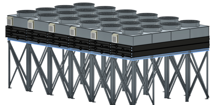 Power plant radiator bank illustration