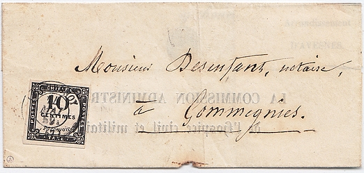 1859: Lettre du QUESNOY pour GOMMEGNIES commune rurale dépendant du QUESNOY.