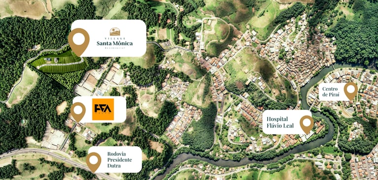 mapa do empreendimento Village Santa Mônica em Piraí RJ