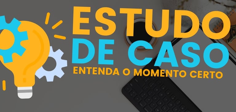 imagem mostra um slogan com o título estudo de casos.