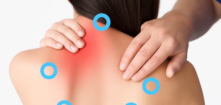 Illustration of myofascial trigger points locations on human body.