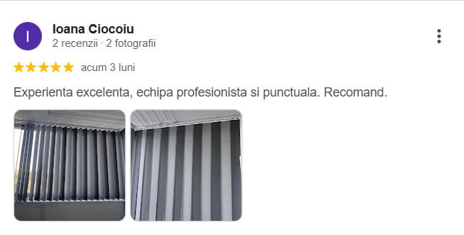 Recenzie client rolete textile zi noapte montaj profesional Bucuresti Sev Home